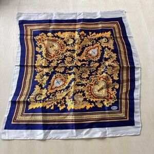 Square Scarf Womens One Size Blue Paisley Satin Silky Neck Head Wrap Bandana